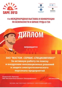 Диплом выставки SAPE-2013